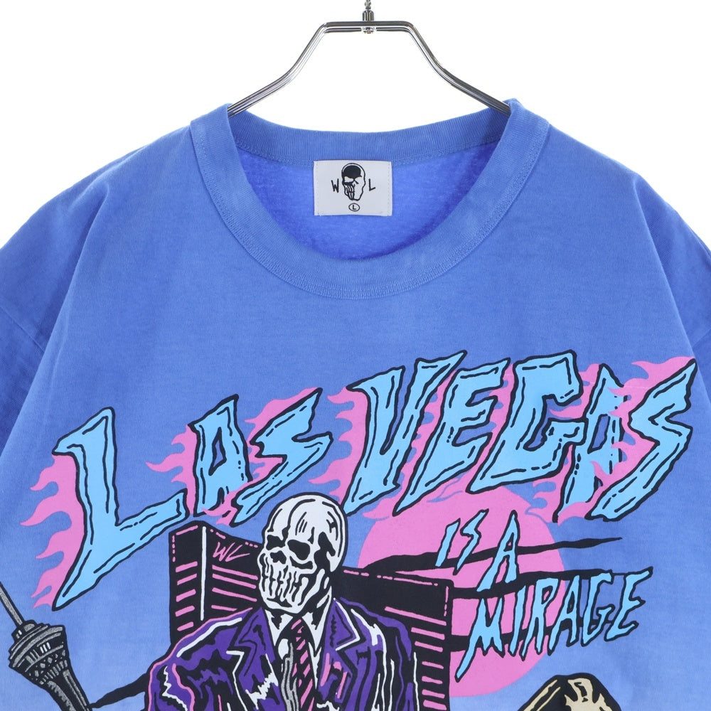 VINTAGE(ヴィンテージ) 【Warren Lotas】 Las Vegas Is A Mirage Tee ラスベガスイズアミラージュ 半袖Tシャツ カットソー ブルー/ピンク