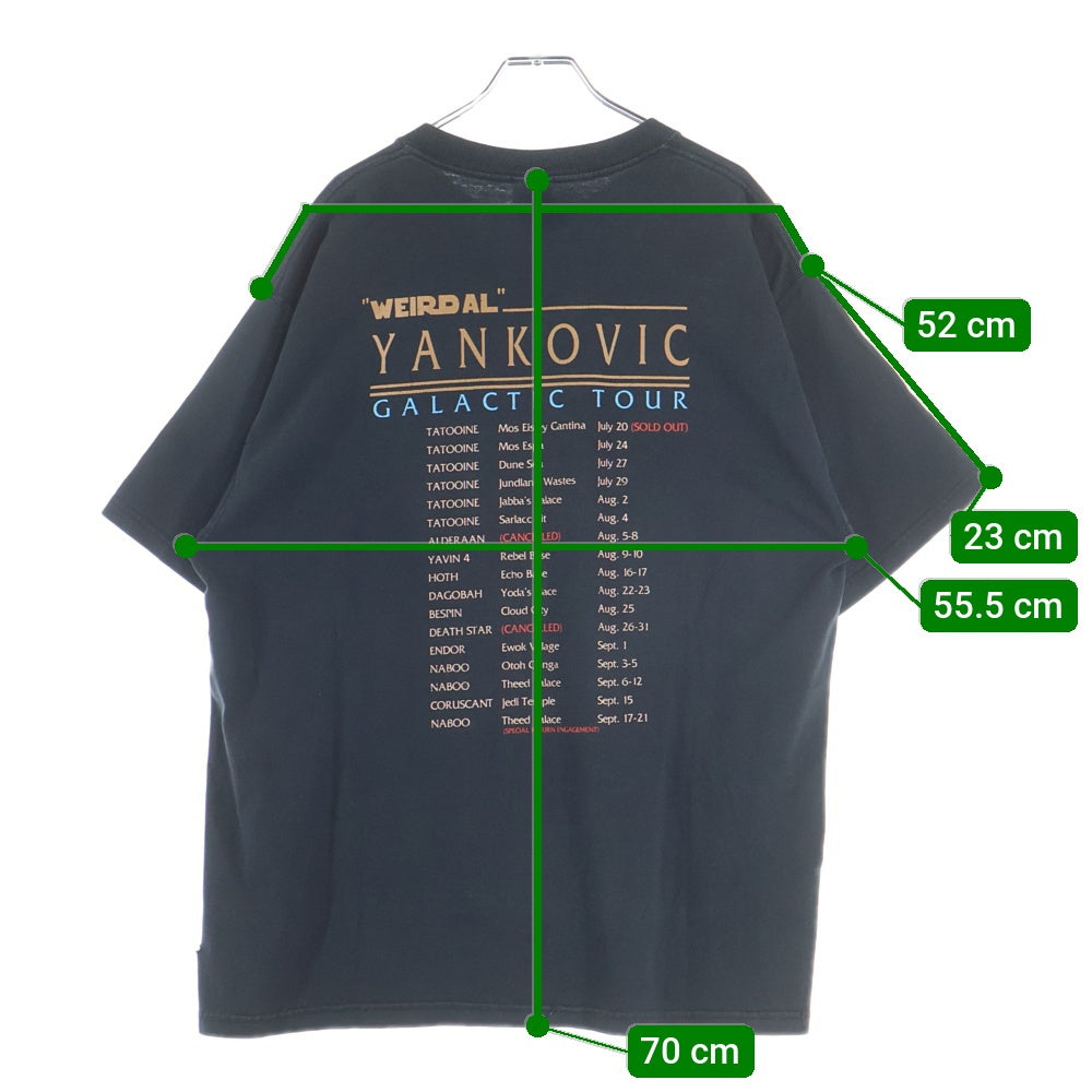 NO BRAND(ノーブランド) Weird Al Yankovic GALACTIC TOUR Tee アル ヤンコビック フロントプリント ツアーTシャツ 半袖 カットソー ブラック