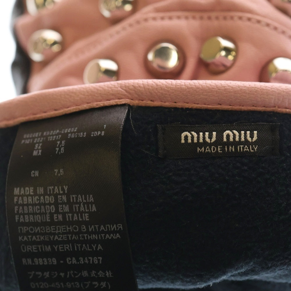 miumiu(ミュウミュウ) 21SS Study Nappa Leather Glove スタディナッパレザーグローブ 手袋 ピンク レディース