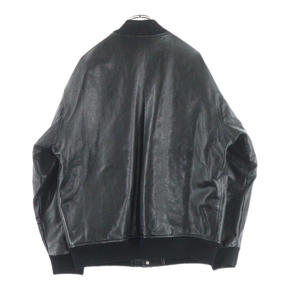 WACKO MARIA(ワコマリア) 23AW LEATHER VARSITY JACKET TYPE-2 裏地レオパード レザーバーシティジャケット スタジャン ブラック 23FW-WMO-BL03