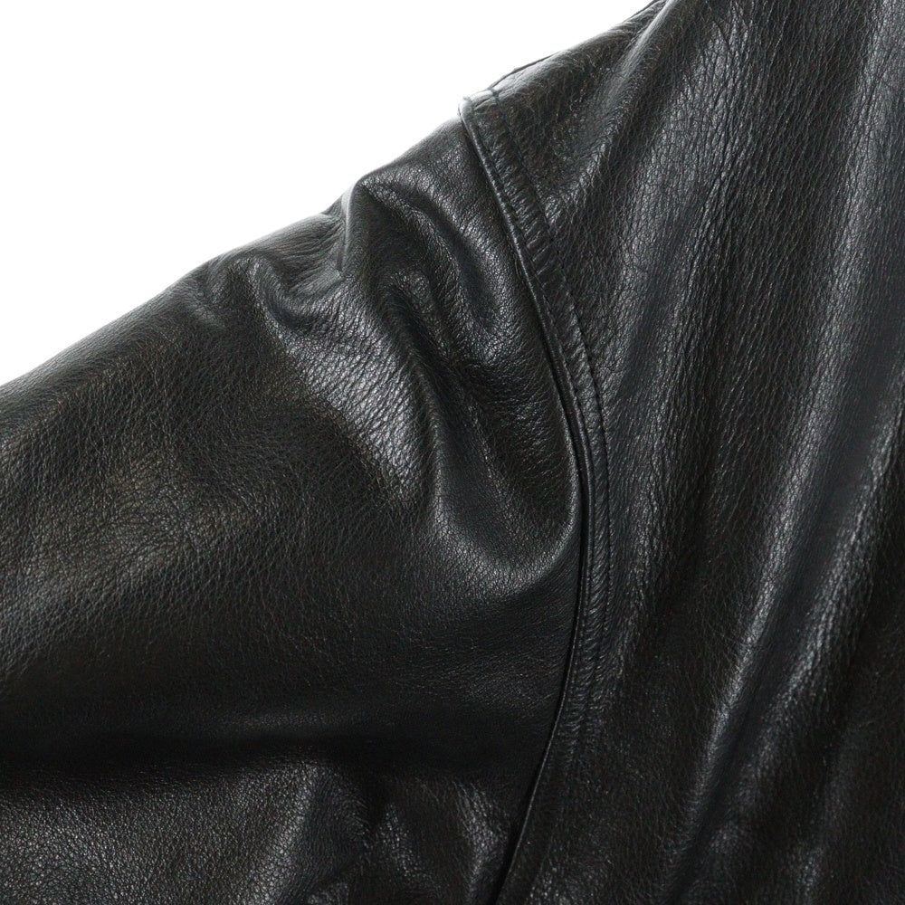 WACKO MARIA(ワコマリア) 23AW LEATHER VARSITY JACKET TYPE-2 裏地レオパード レザーバーシティジャケット スタジャン ブラック 23FW-WMO-BL03