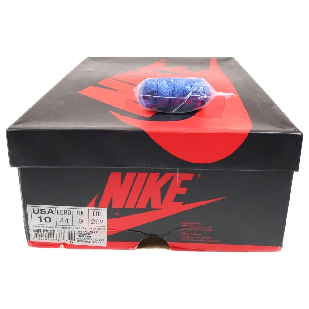 NIKE(ナイキ) ×Fragment design AIR JORDAN 1 RETRO HIGH OG フラグメントデザイン エアジョーダン 1 ハイカットスニーカー ブラック/ブルー US10/28cm 716371-040