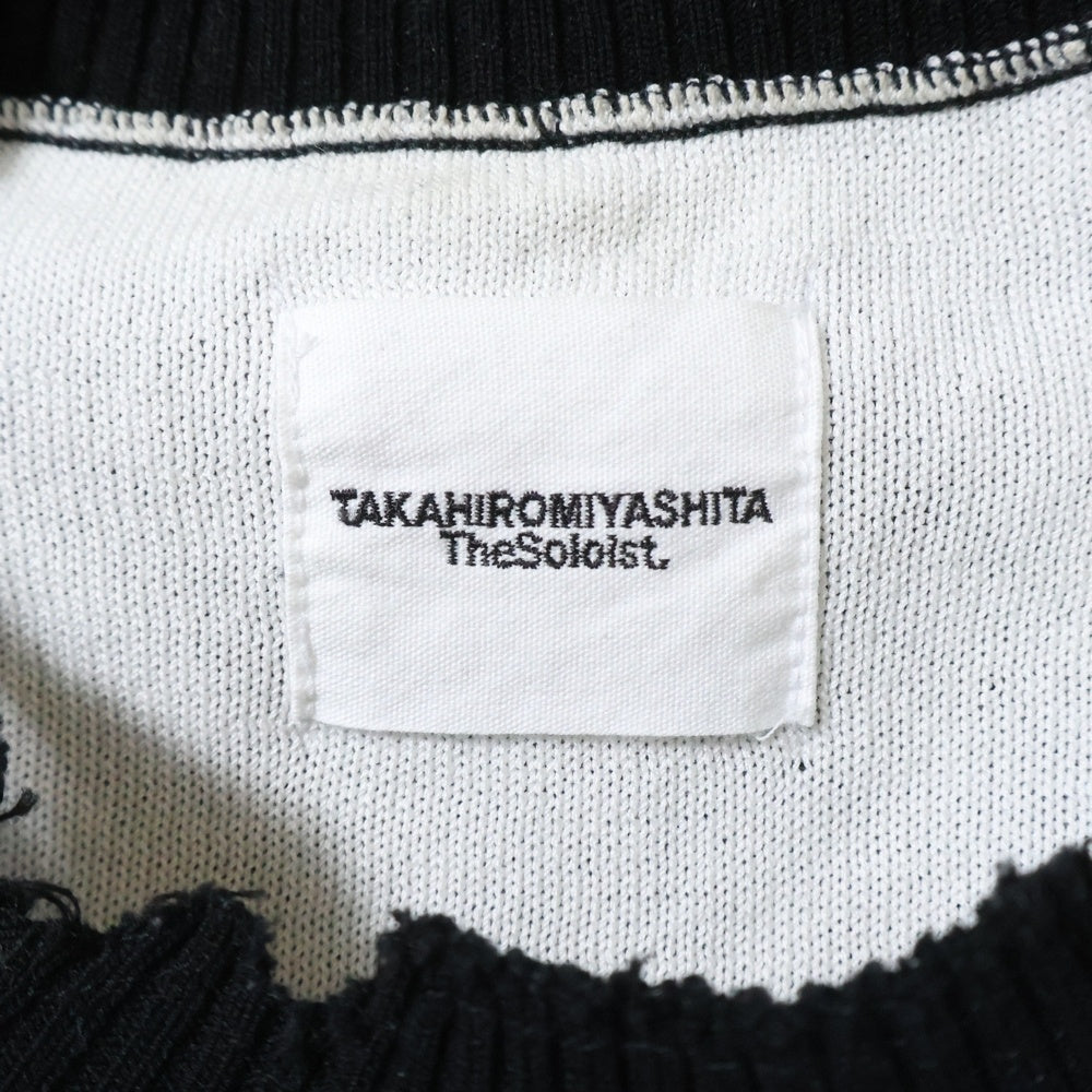 TAKAHIROMIYASHITA The SoloIst.(タカヒロミヤシタザソロイスト) 22SS Loose Fit Crewneck Sweater ルーズフィット クルーネック ニット セーター ブラック/ホワイト
