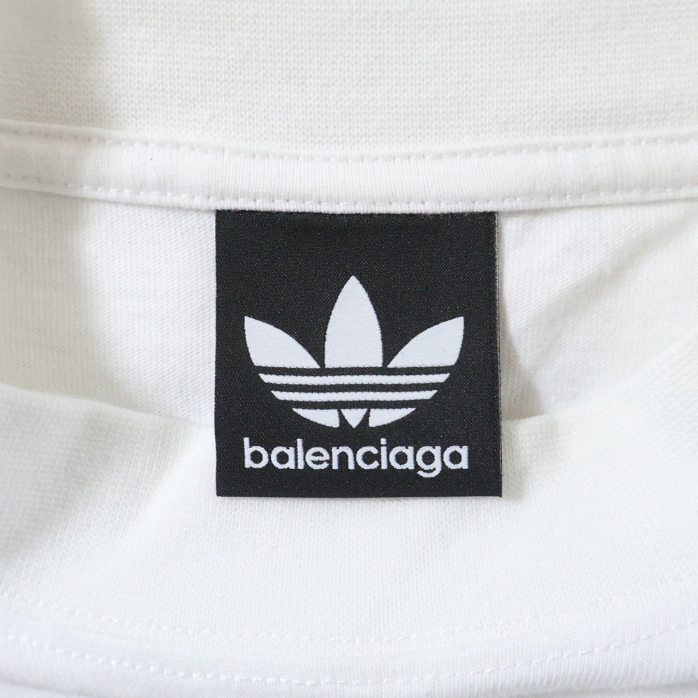 BALENCIAGA(バレンシアガ) 23SS ×adidas アディダス ロゴ刺繍 クルーネック 半袖Tシャツカットソー ホワイト 723976 TNVN8
