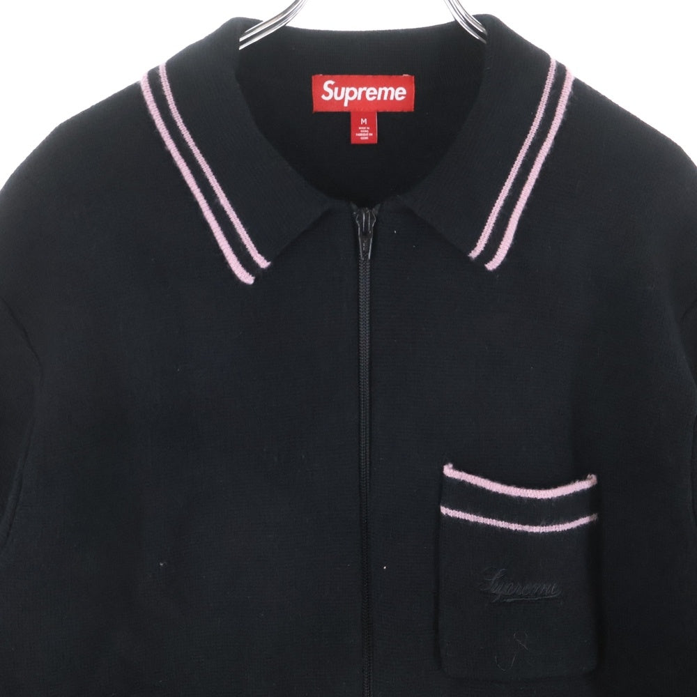 SUPREME(シュプリーム) 24AW Zip Up Polo Sweater ジップアップ ポロ スウェット セーター ブラック