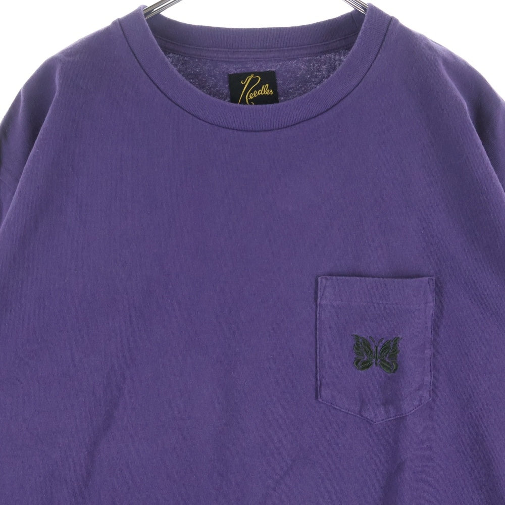 Needles(ニードルス) L/S Pocket Tee ロゴ刺繍 ロングスリーブ カットソー 長袖 パープル