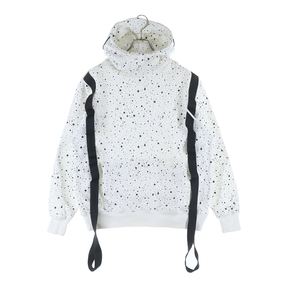 HALFMAN(ハーフマン) コットン スプラッター プルオーバーパーカー ホワイト/ブラック