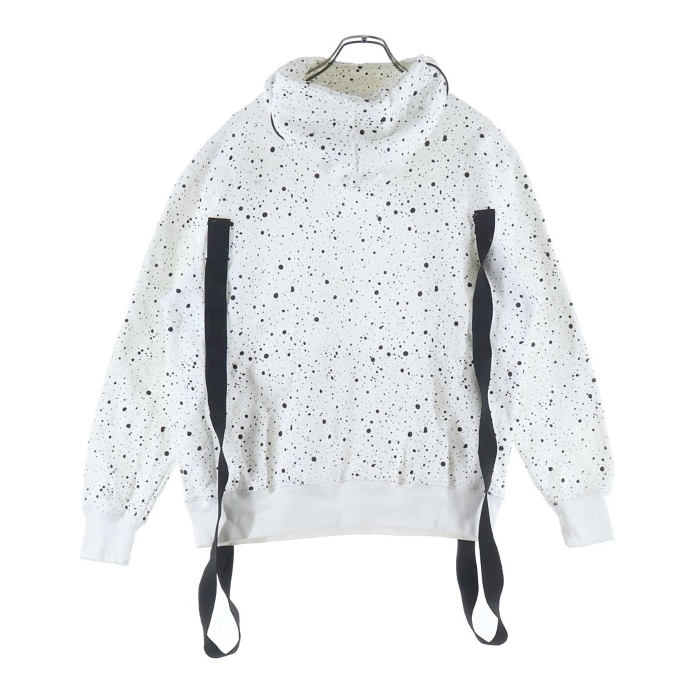 HALFMAN(ハーフマン) コットン スプラッター プルオーバーパーカー ホワイト/ブラック