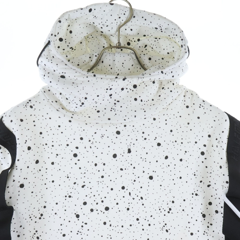 HALFMAN(ハーフマン) コットン スプラッター プルオーバーパーカー ホワイト/ブラック