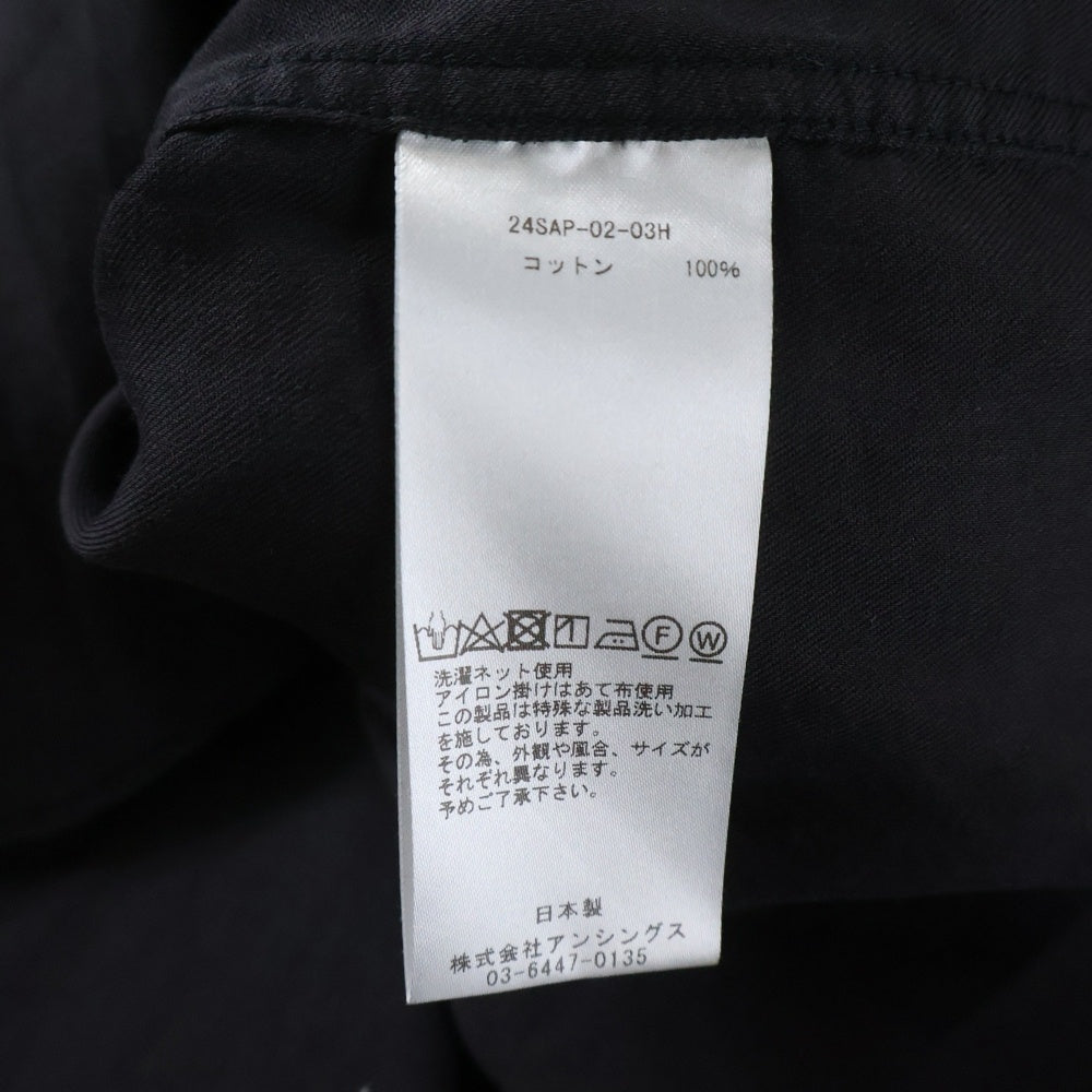 A.PRESSE(アプレッセ) 24AW Double Weave Twill Regular Collar Shirt ツイル長袖シャツ ブラック 24SAP-02-03H
