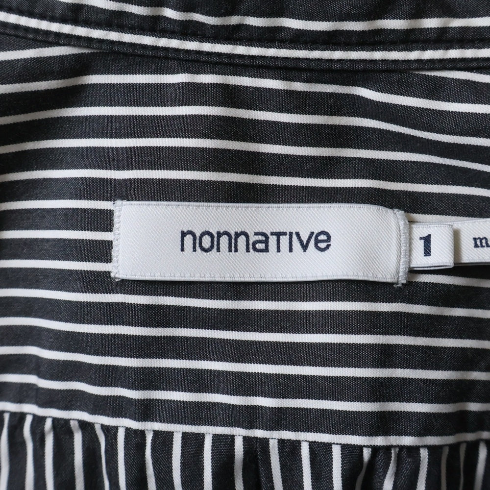 nonnative(ノンネイティブ) OFFICER L/S SHIRT COTTON BROAD LONDON STRIPE ストライプ オープンカラー長袖シャツ ブラック/ホワイト NN-S4408