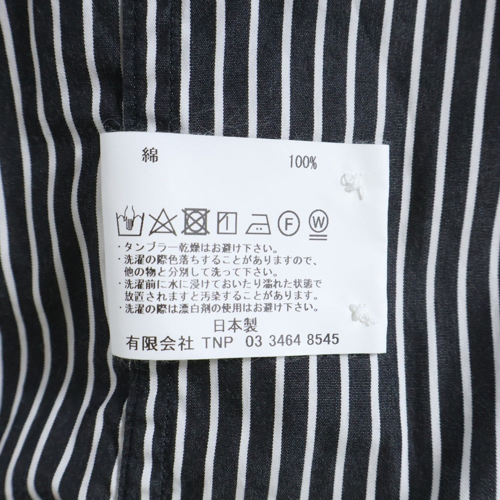 nonnative(ノンネイティブ) OFFICER L/S SHIRT COTTON BROAD LONDON STRIPE ストライプ オープンカラー長袖シャツ ブラック/ホワイト NN-S4408