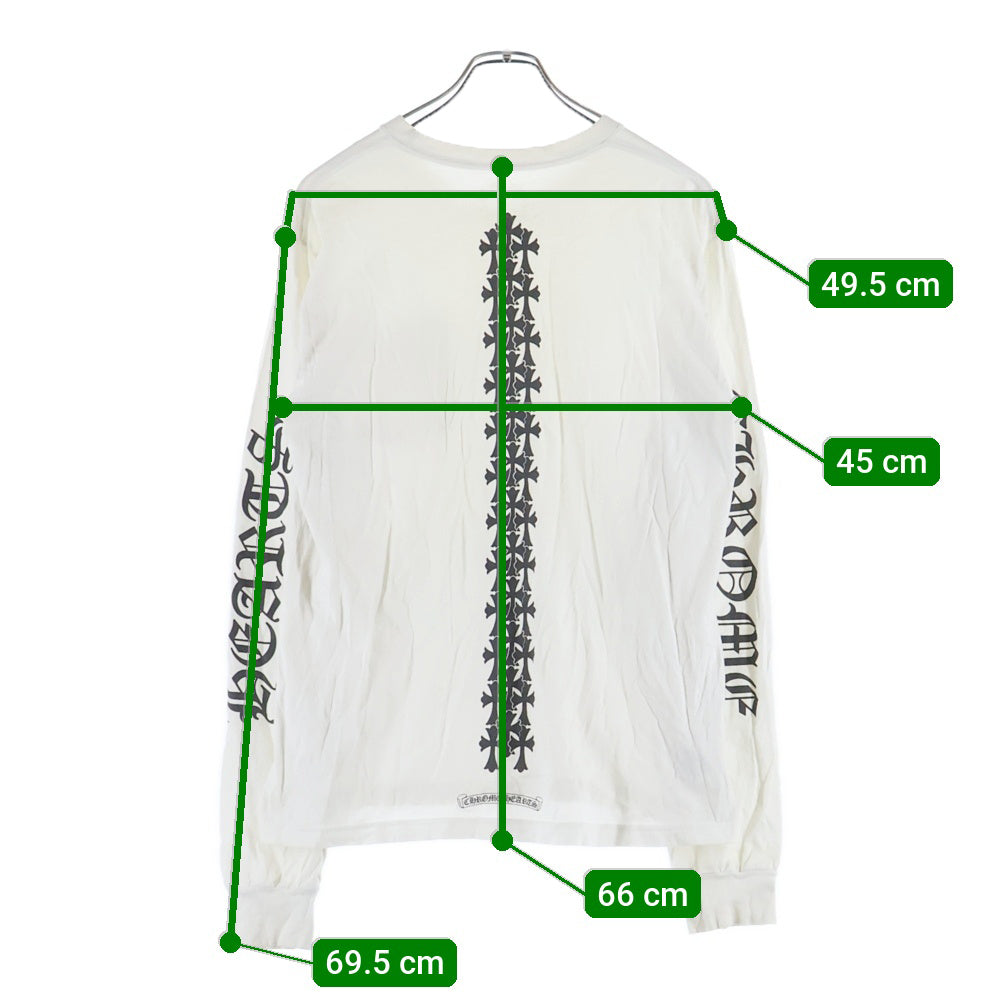 CHROME HEARTS(クロムハーツ) Cemetery Cross Tire Track L/S Tee セメタリークロスタイヤトラックロングスリーブ長袖Tシャツ ホワイト