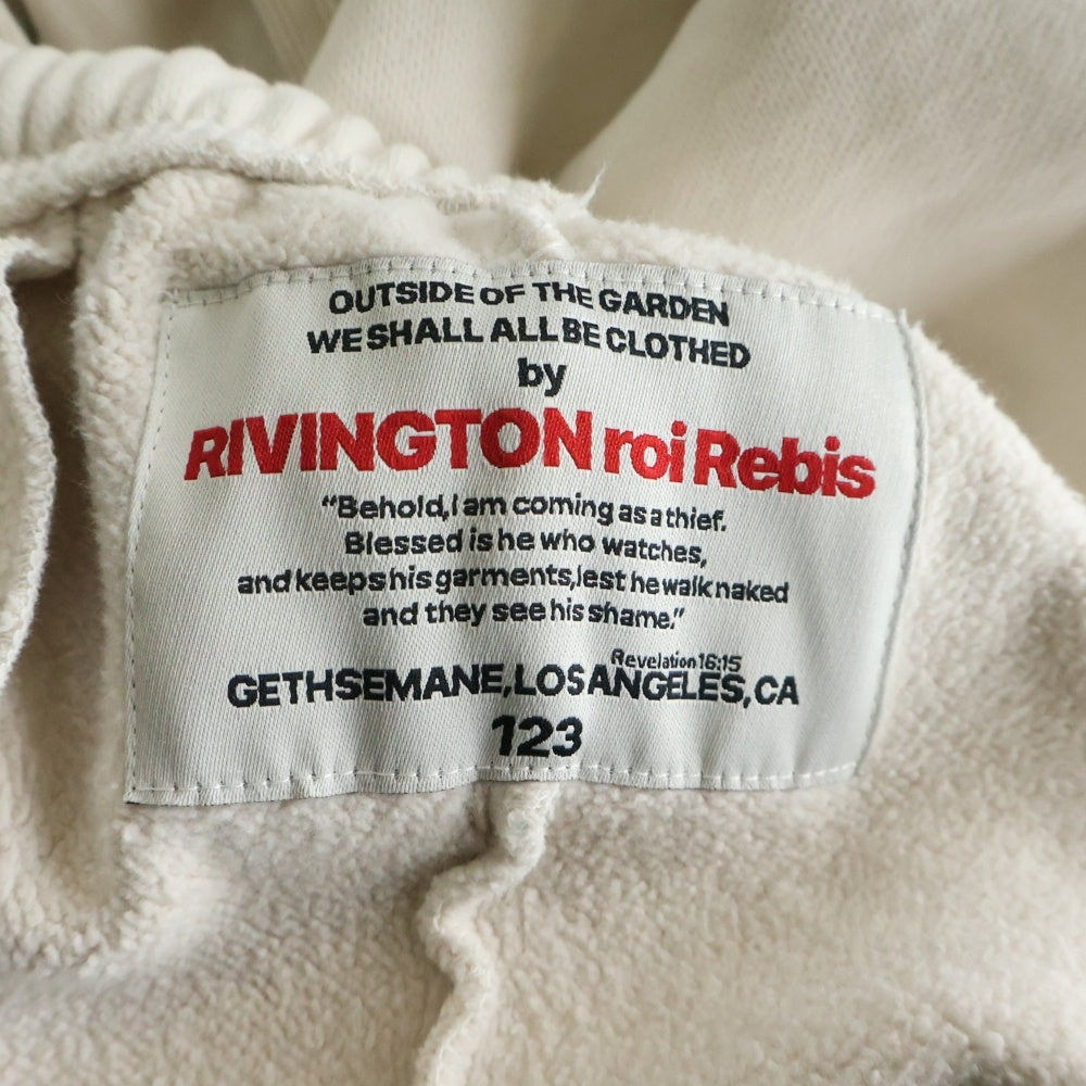 RRR123 RIVINGTON roi Rebis(リヴィントンロイレビス) フロントロゴプリント 裏起毛 トラックスウェットパンツ アイボリー