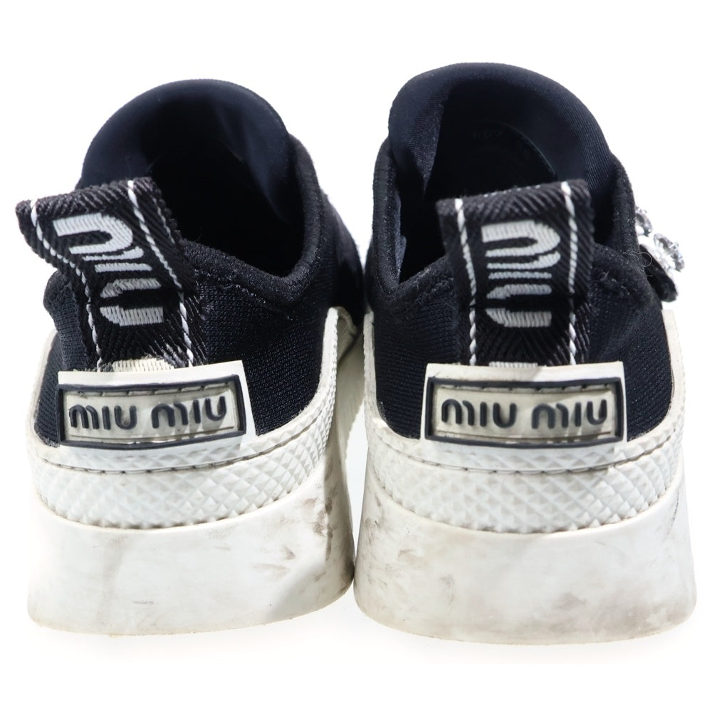 miumiu(ミュウミュウ) クリスタル装飾 ビジューシューズ スニーカー 607 ブラック レディース