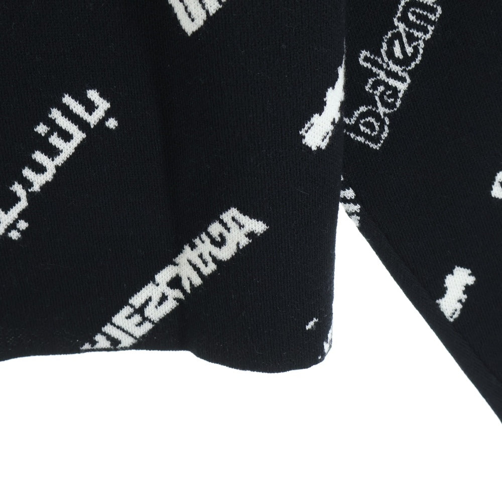 BALENCIAGA(バレンシアガ) 23SS Logomania Multi Logo Cardigan ロゴマニア マルチロゴ 総柄 ニットカーディガン ブラック 724852 T1665