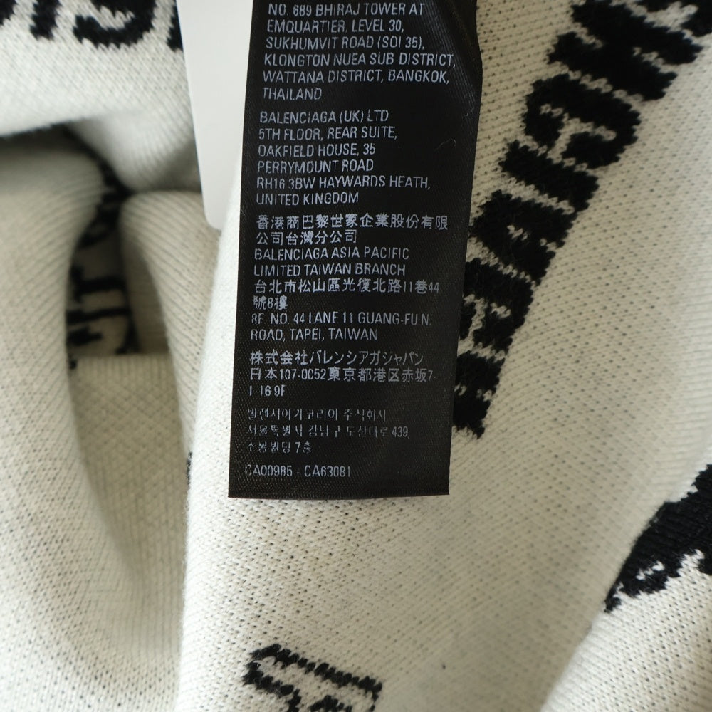 BALENCIAGA(バレンシアガ) 23SS Logomania Multi Logo Cardigan ロゴマニア マルチロゴ 総柄 ニットカーディガン ブラック 724852 T1665