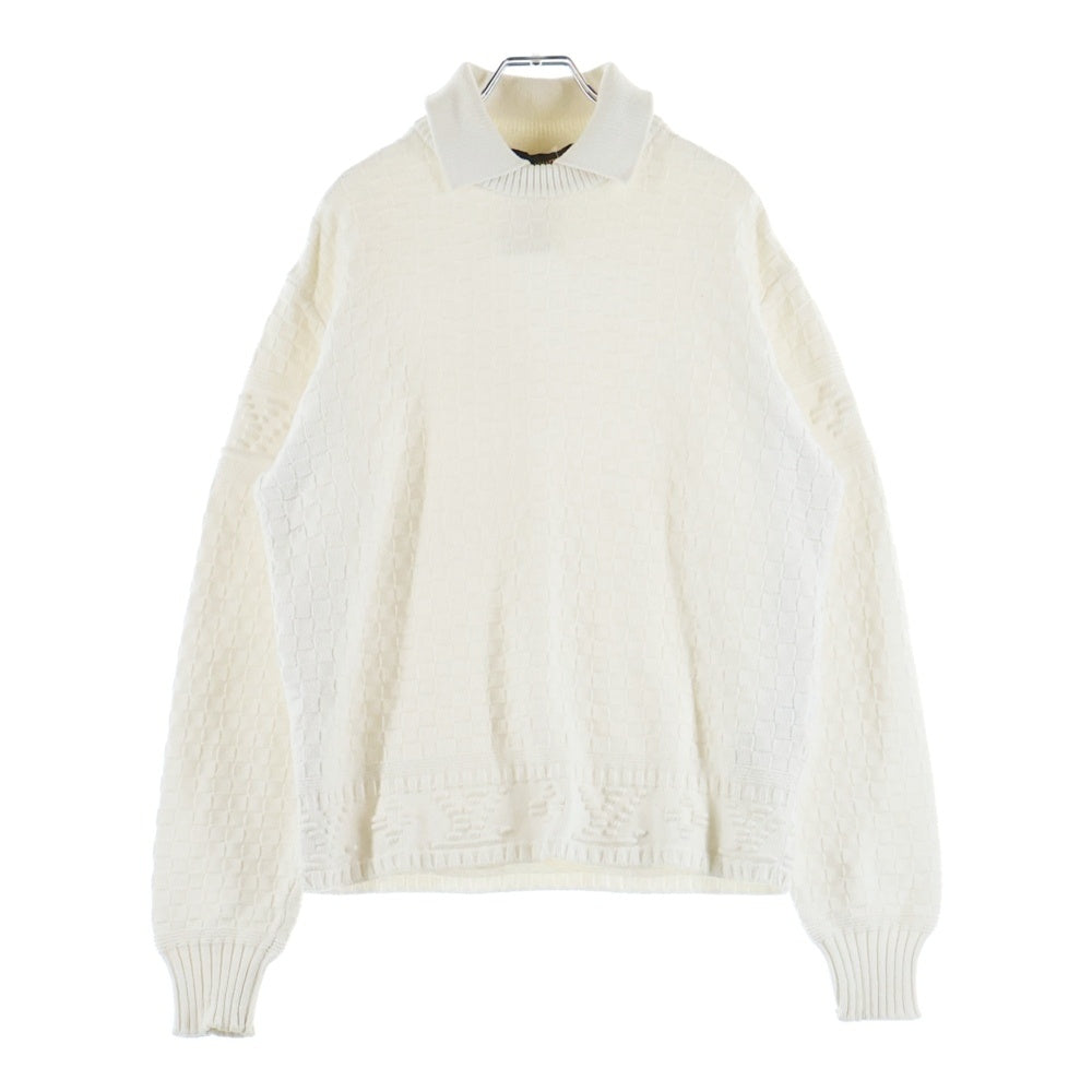 LOUIS VUITTON(ルイヴィトン) 23AW LVダミエウールブレンドプルオーバーニット RM232 TZ8 HPN63W ホワイト