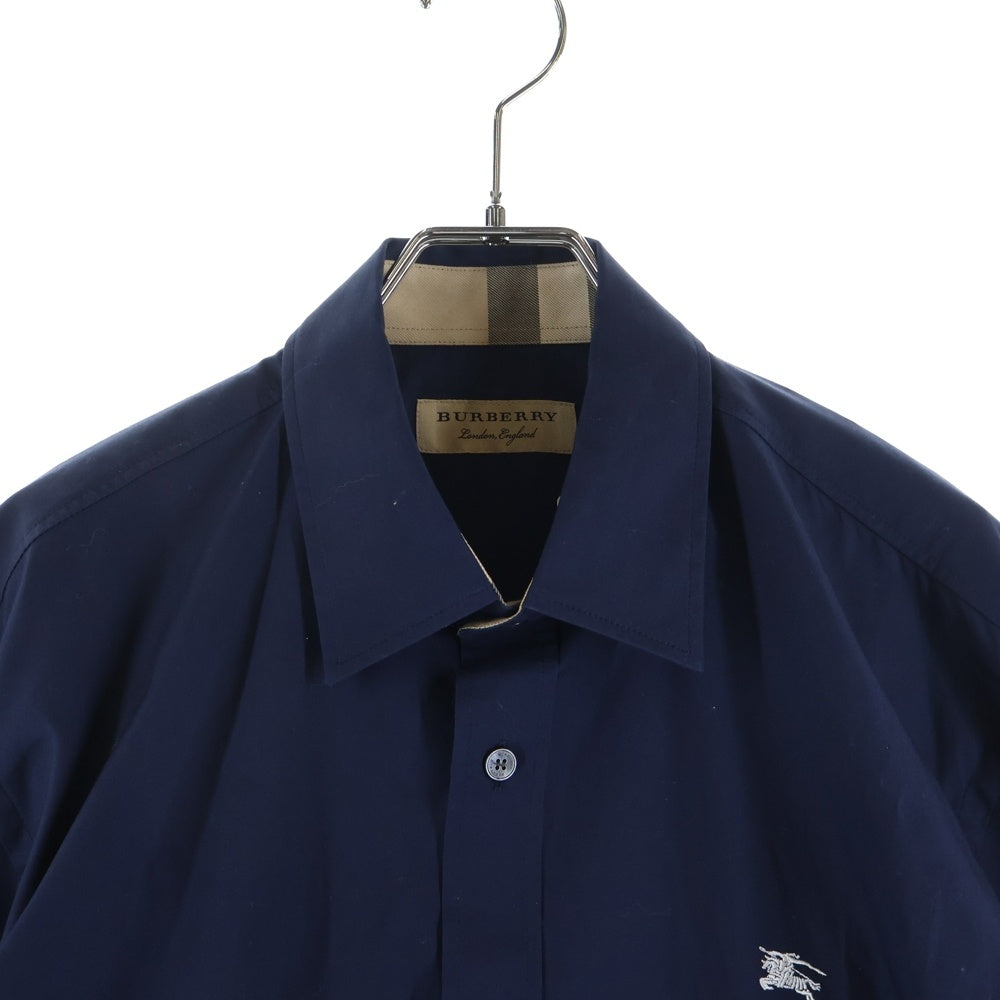 BURBERRY(バーバリー) ロゴ刺繍 コットン ロングスリーブ長袖シャツ 8036293 ネイビー