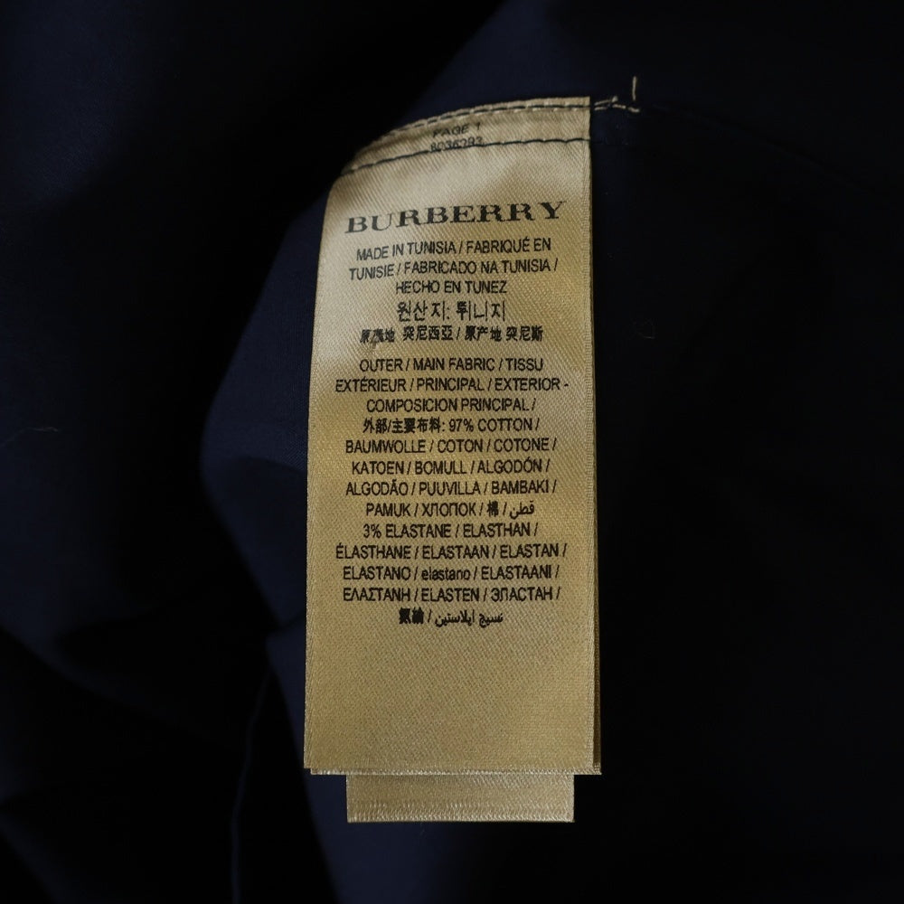 BURBERRY(バーバリー) ロゴ刺繍 コットン ロングスリーブ長袖シャツ 8036293 ネイビー