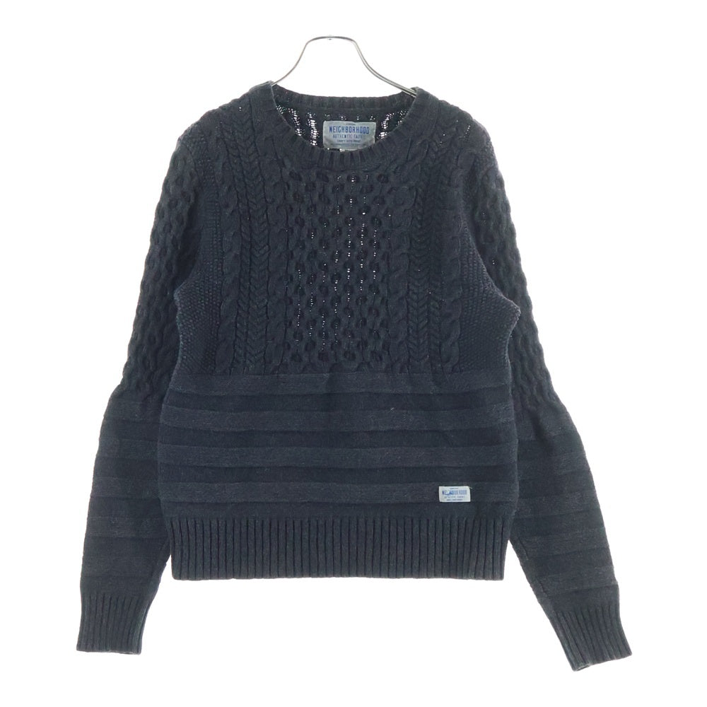 NEIGHBORHOOD(ネイバーフッド) FISHERMAN-B C-CREW LS ケーブル編みウールニット セーター 152STNH-KNM02 グレー