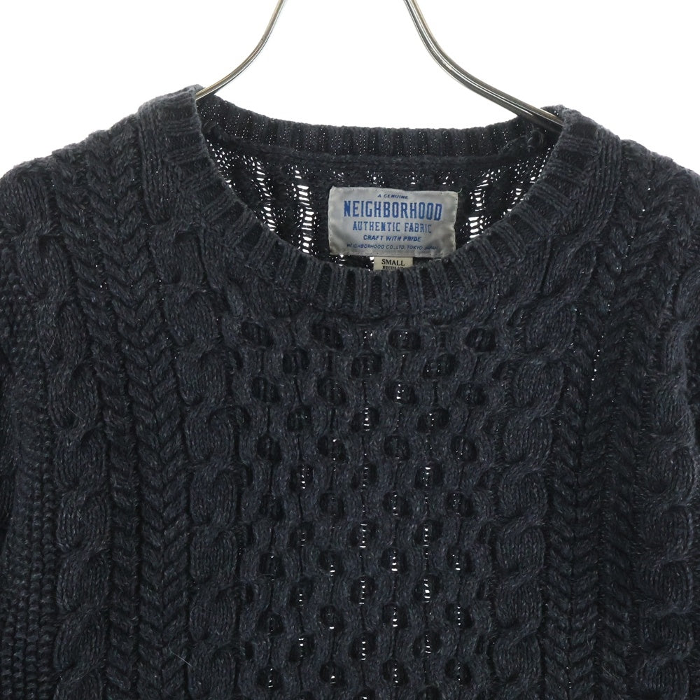 NEIGHBORHOOD(ネイバーフッド) FISHERMAN-B C-CREW LS ケーブル編みウールニット セーター 152STNH-KNM02 グレー