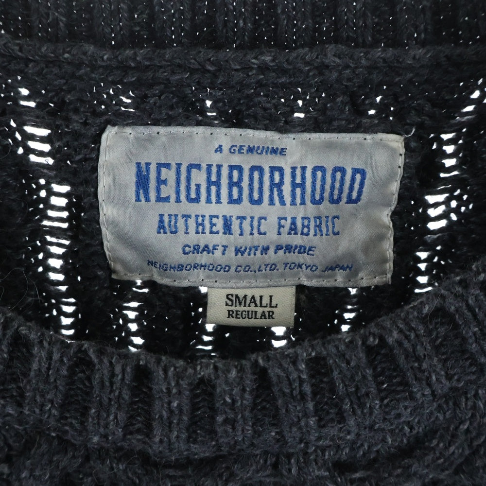 NEIGHBORHOOD(ネイバーフッド) FISHERMAN-B C-CREW LS ケーブル編みウールニット セーター 152STNH-KNM02 グレー