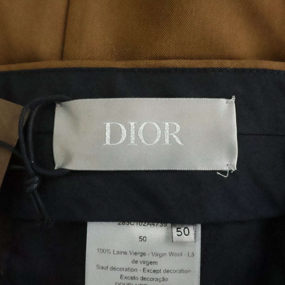 DIOR(ディオール) ×Travis Scott 22AW ウール刺繍フレアスラックス パンツ 283C102A4739 ブラウン