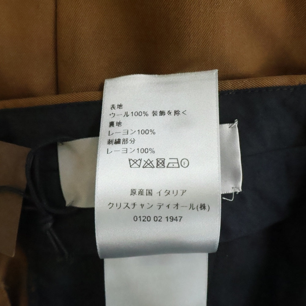 DIOR(ディオール) ×Travis Scott 22AW ウール刺繍フレアスラックス パンツ 283C102A4739 ブラウン