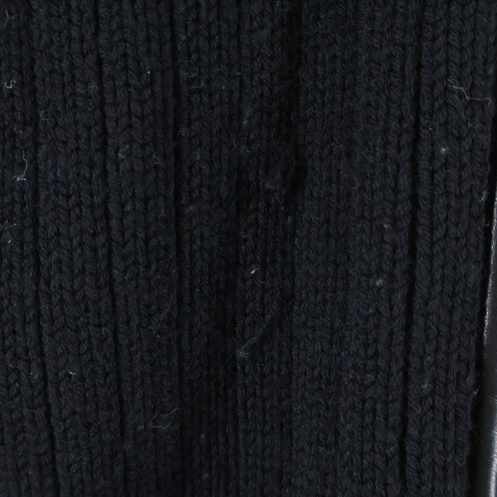 ZILLI(ジリー) Leather Switching Vintage Zip Up Knit レザー切り替えし ジップアップ ニット ブラック