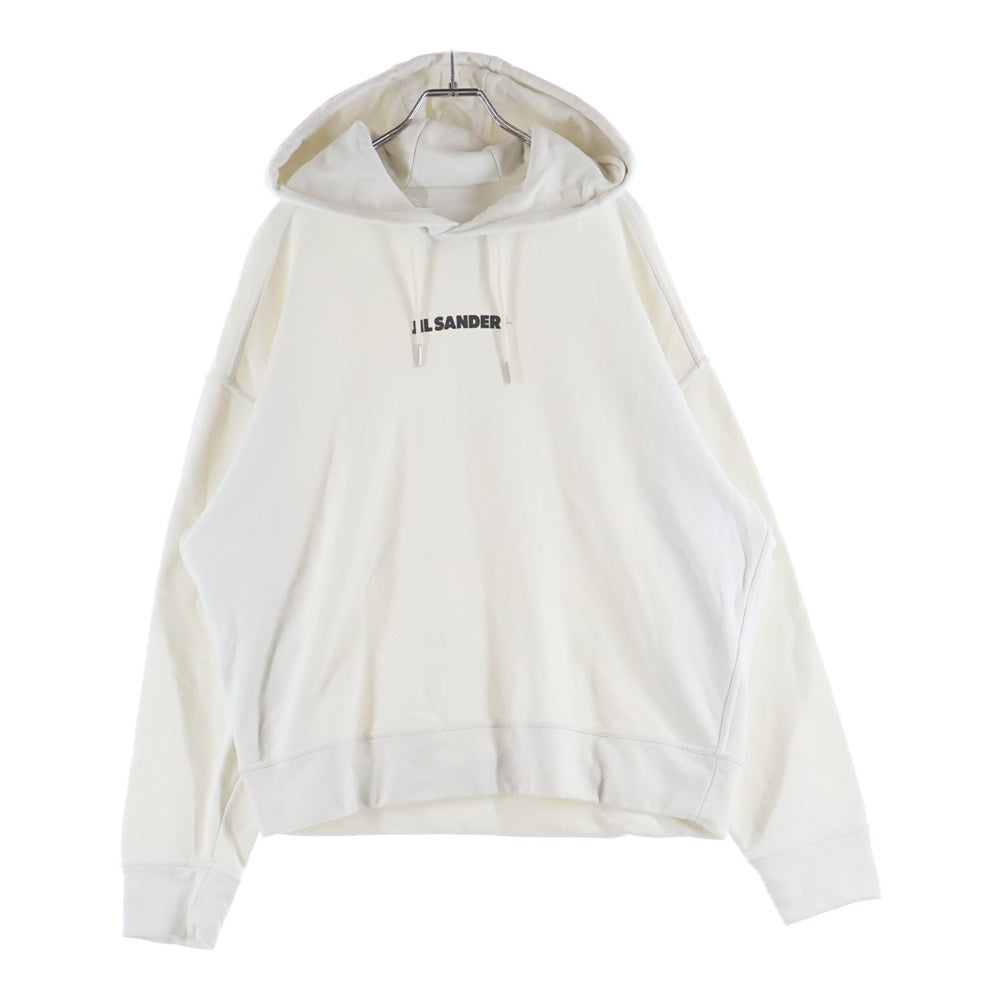 JIL SANDER +(ジルサンダープラス) 21AW Front Printed Logo Hoodie フロントプリントロゴスウェット プルオーバー パーカー ホワイト JPUS707533MS24860811