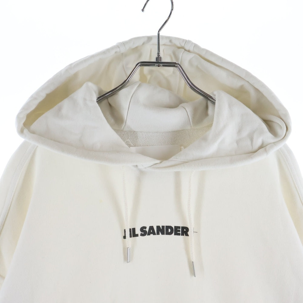 JIL SANDER +(ジルサンダープラス) 21AW Front Printed Logo Hoodie フロントプリントロゴスウェット プルオーバー パーカー ホワイト JPUS707533MS24860811
