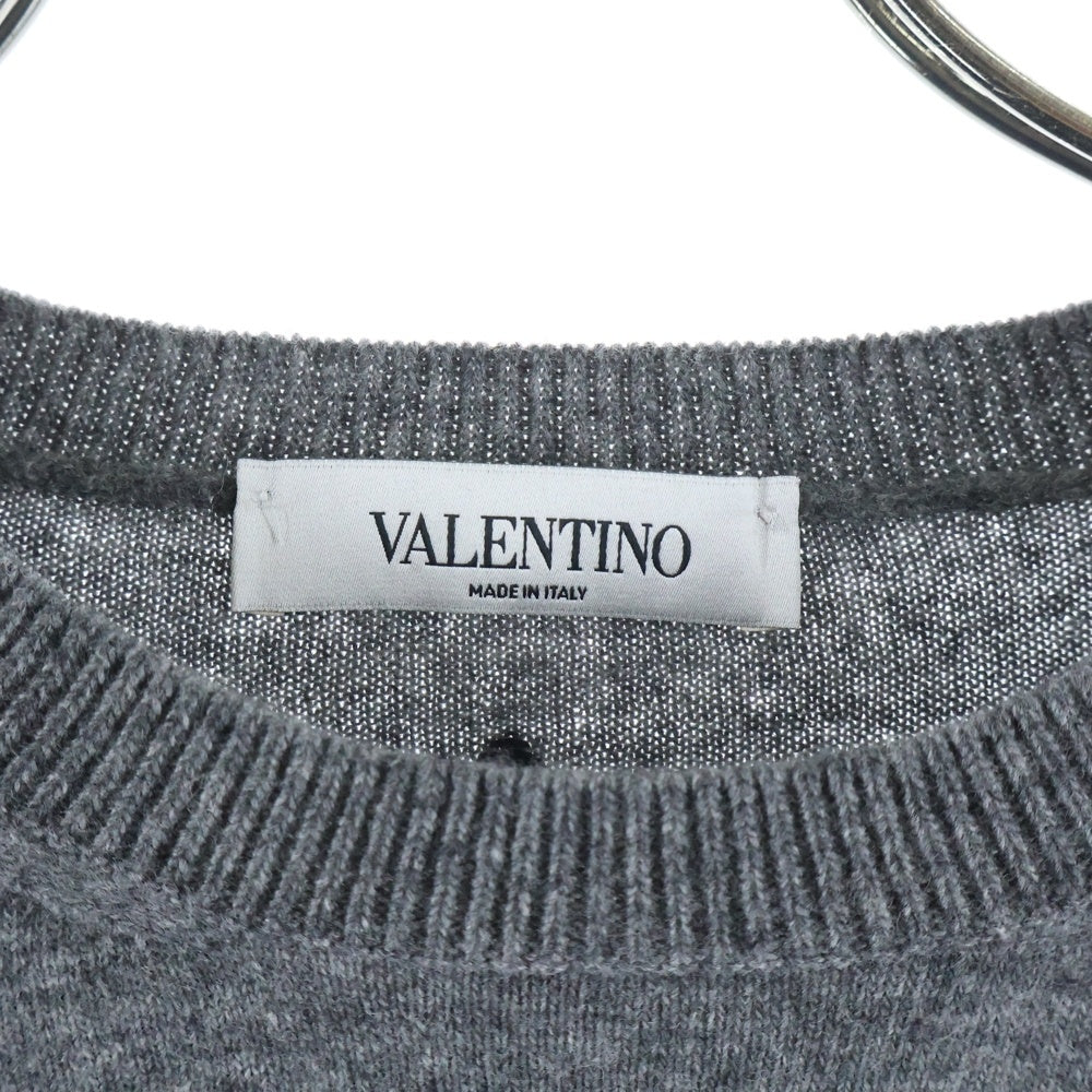 VALENTINO(ヴァレンティノ) カシミア リブ編みクルーネックニットセーター グレー レディース