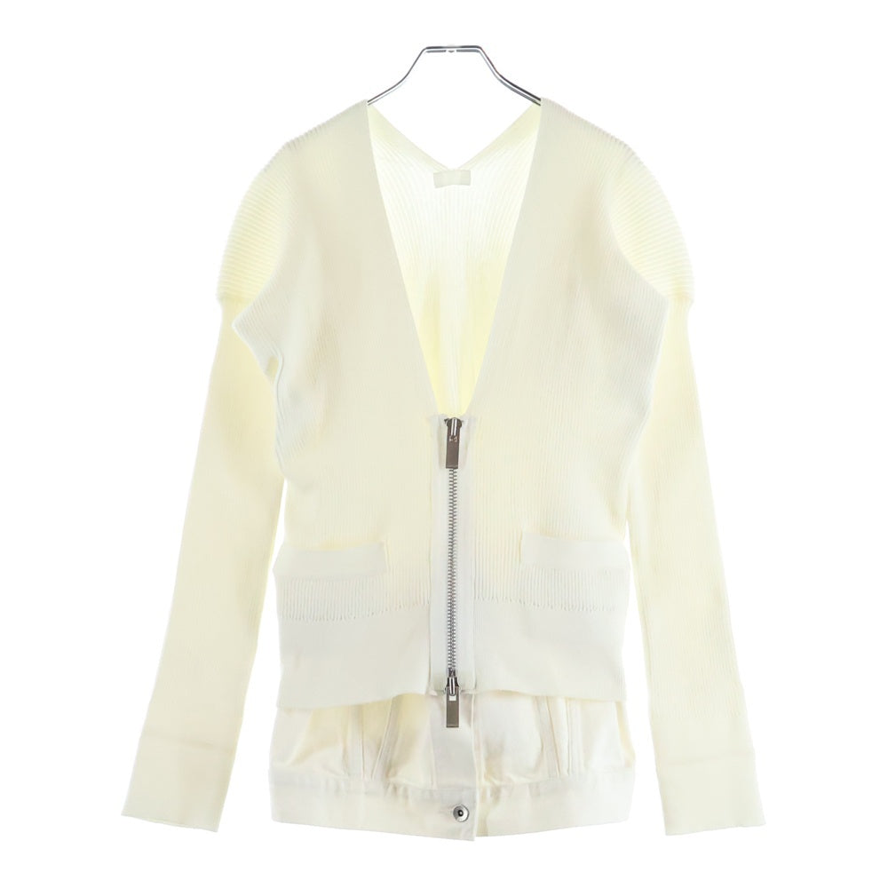 Sacai(サカイ) 21AW コットンニット デニムドッキングジップカーディガン レディース ホワイト 21-05604