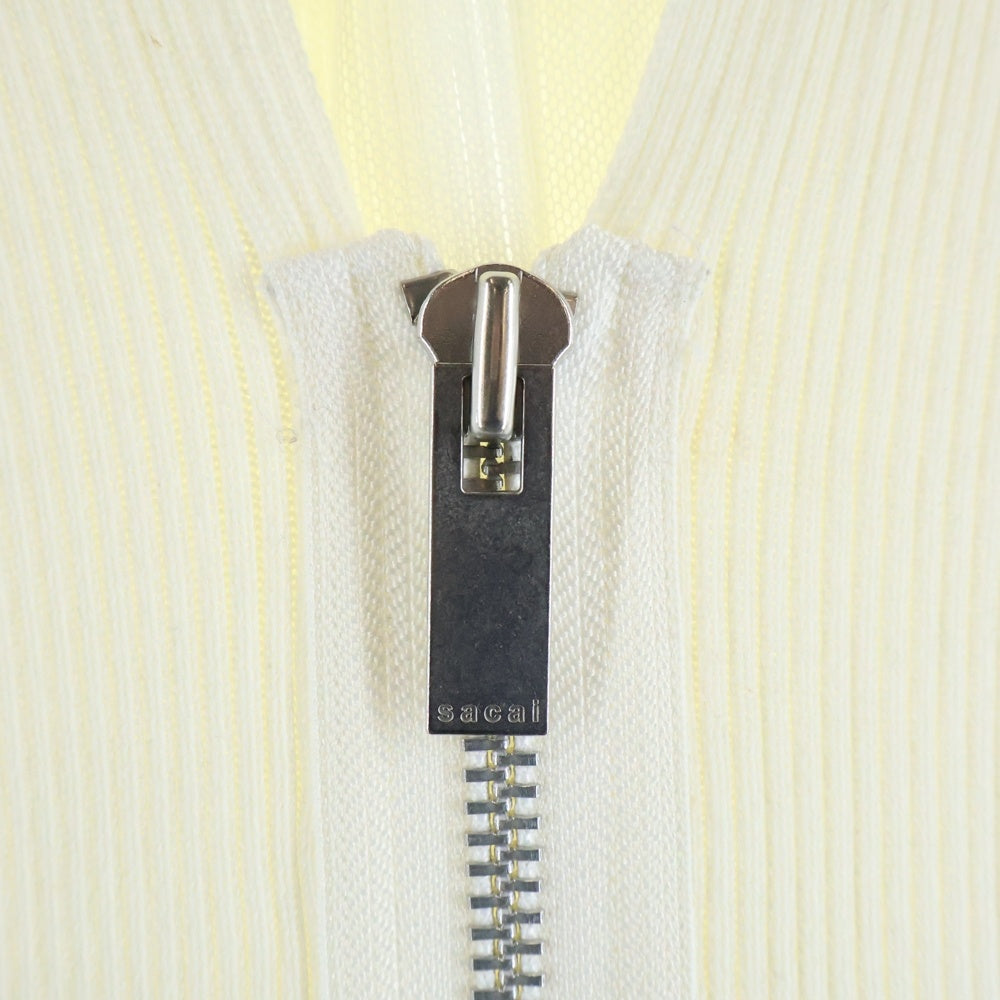 Sacai(サカイ) 21AW コットンニット デニムドッキングジップカーディガン レディース ホワイト 21-05604