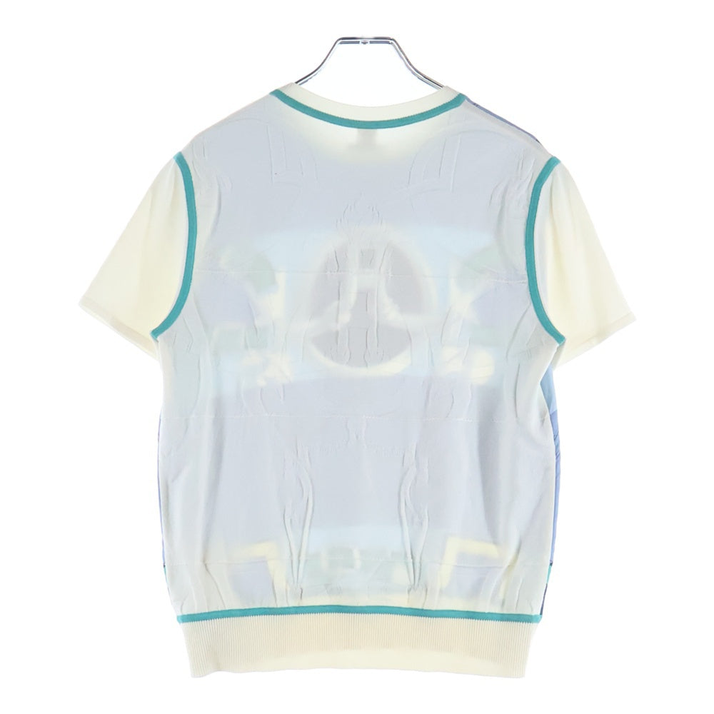 HERMES(エルメス) L'INSTRUCTION DU ROY ZOOM ツイルレーヌ ニットセーター トップス ホワイト/ブルー 16-7757 レディース