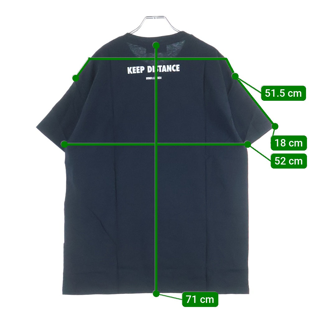 WIND AND SEA(ウィンダンシー) KEEP DISTANCE T-SHIRT フロントプリント チャリティーTシャツ ブラック WDS-Donation-02