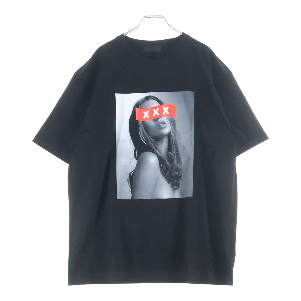 GOD SELECTION XXX(ゴッドセレクショントリプルエックス) 20SS 7th ANNIVERSARY ケイトモス フォトプリント クルーネックコットン半袖Tシャツ ブラック GX-S20-7ST-01