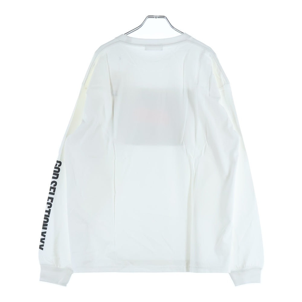 GOD SELECTION XXX(ゴッドセレクショントリプルエックス) 20AW フロントプリント クルーネックコットン長袖カットソー ロンT ホワイト GX-A20-B2LT-01