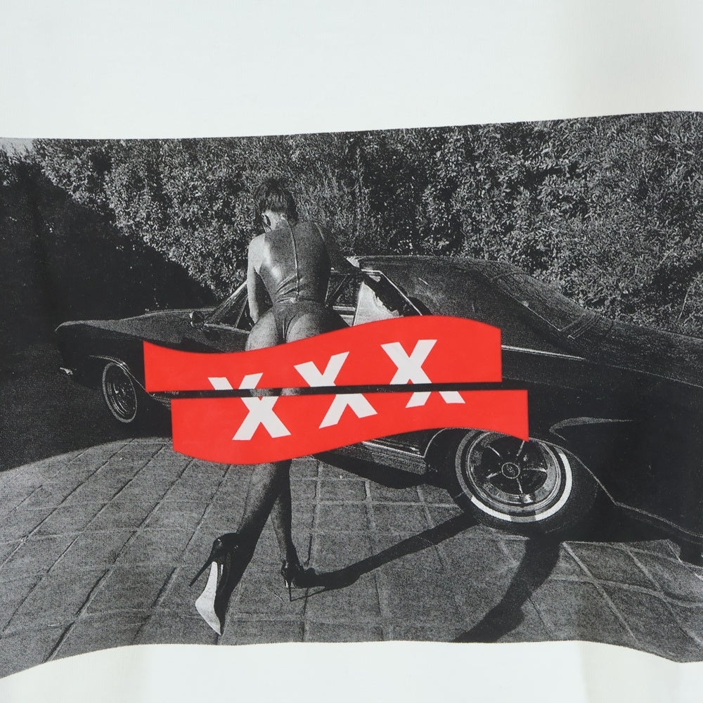 GOD SELECTION XXX(ゴッドセレクショントリプルエックス) 20AW フロントプリント クルーネックコットン長袖カットソー ロンT ホワイト GX-A20-B2LT-01