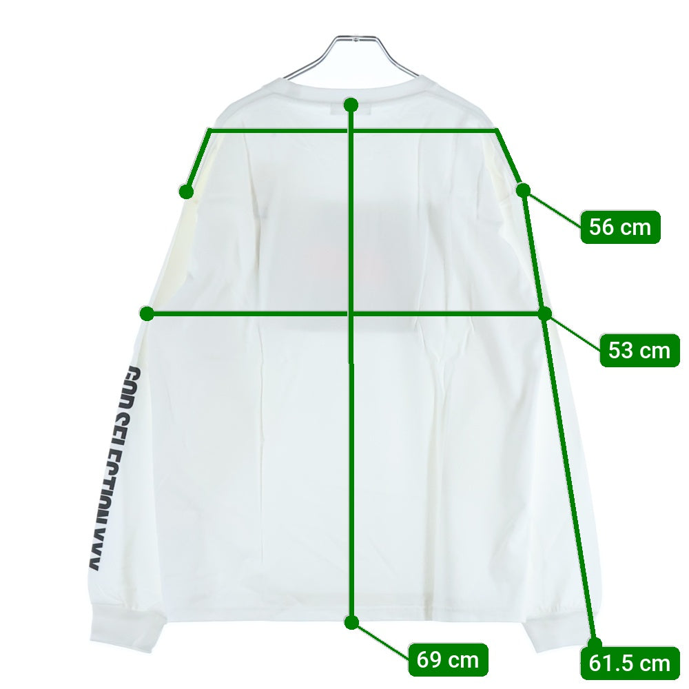 GOD SELECTION XXX(ゴッドセレクショントリプルエックス) 20AW フロントプリント クルーネックコットン長袖カットソー ロンT ホワイト GX-A20-B2LT-01