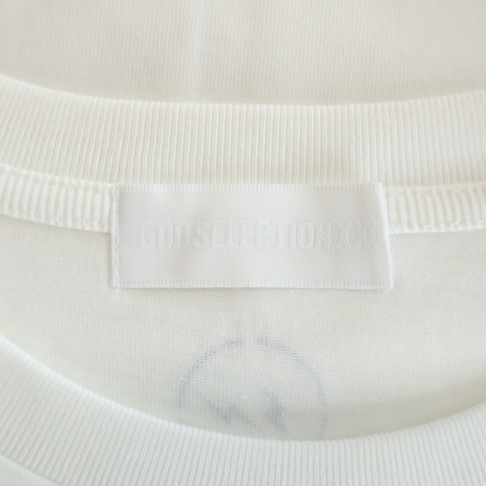 GOD SELECTION XXX(ゴッドセレクショントリプルエックス) 20SS×FRAGMENT FRGMT フラグメント ペイントロゴクルーネックコットン半袖Tシャツ ホワイト GX-S20-7FST-04