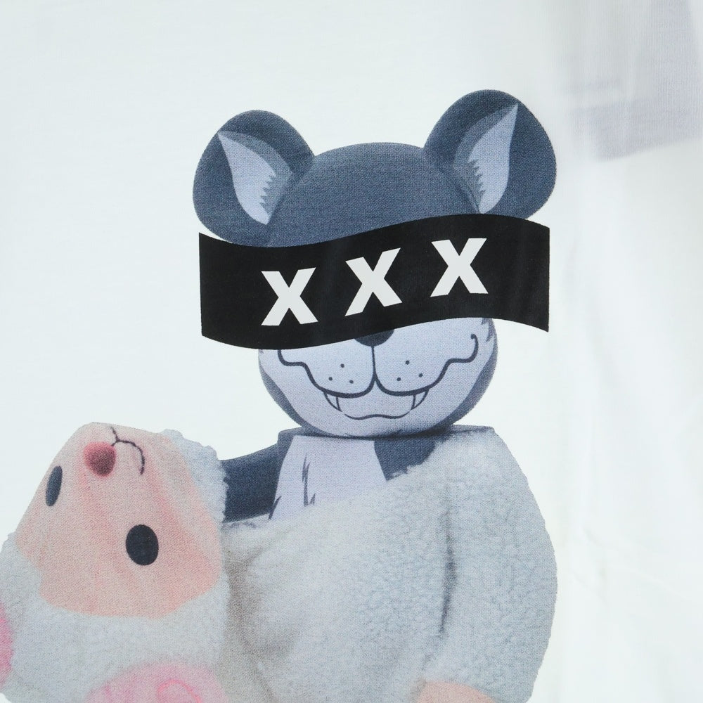 GOD SELECTION XXX(ゴッドセレクショントリプルエックス) 19SS MEDICOM TOYEXHIBITION '19 フロントプリント クルーネックコットン半袖Tシャツ ホワイト GX-S19-MTST-01