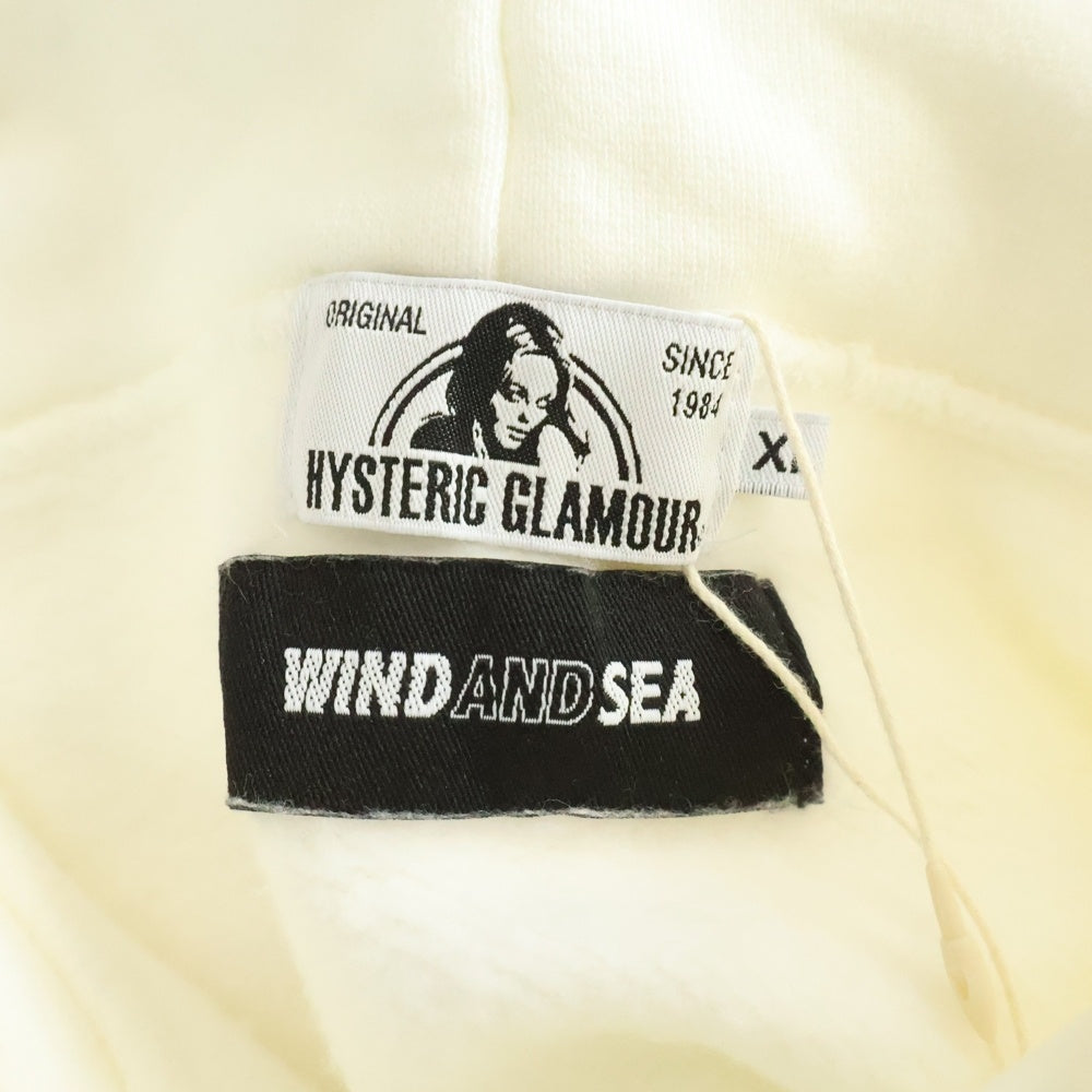 HYSTERIC GLAMOUR(ヒステリックグラマー) 20AW×WIND AND SEA SEA HYS HOODIE シー ヒス フーディー プリントロゴ スウェットパーカー ホワイト 02203CF10