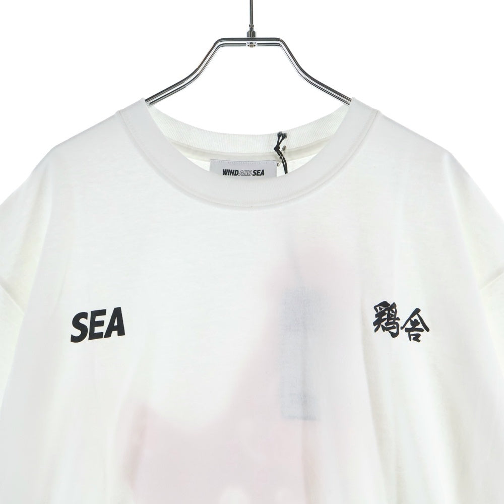 WIND AND SEA(ウィンダンシー) 20AW×chi-i-sha 鶏舎 ロゴプリント クルーネックコットン半袖Tシャツ ホワイト WDS-CISHA-03