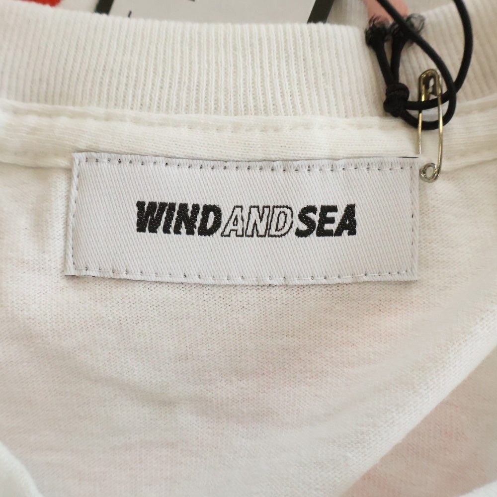 WIND AND SEA(ウィンダンシー) 20AW×chi-i-sha 鶏舎 ロゴプリント クルーネックコットン半袖Tシャツ ホワイト WDS-CISHA-03