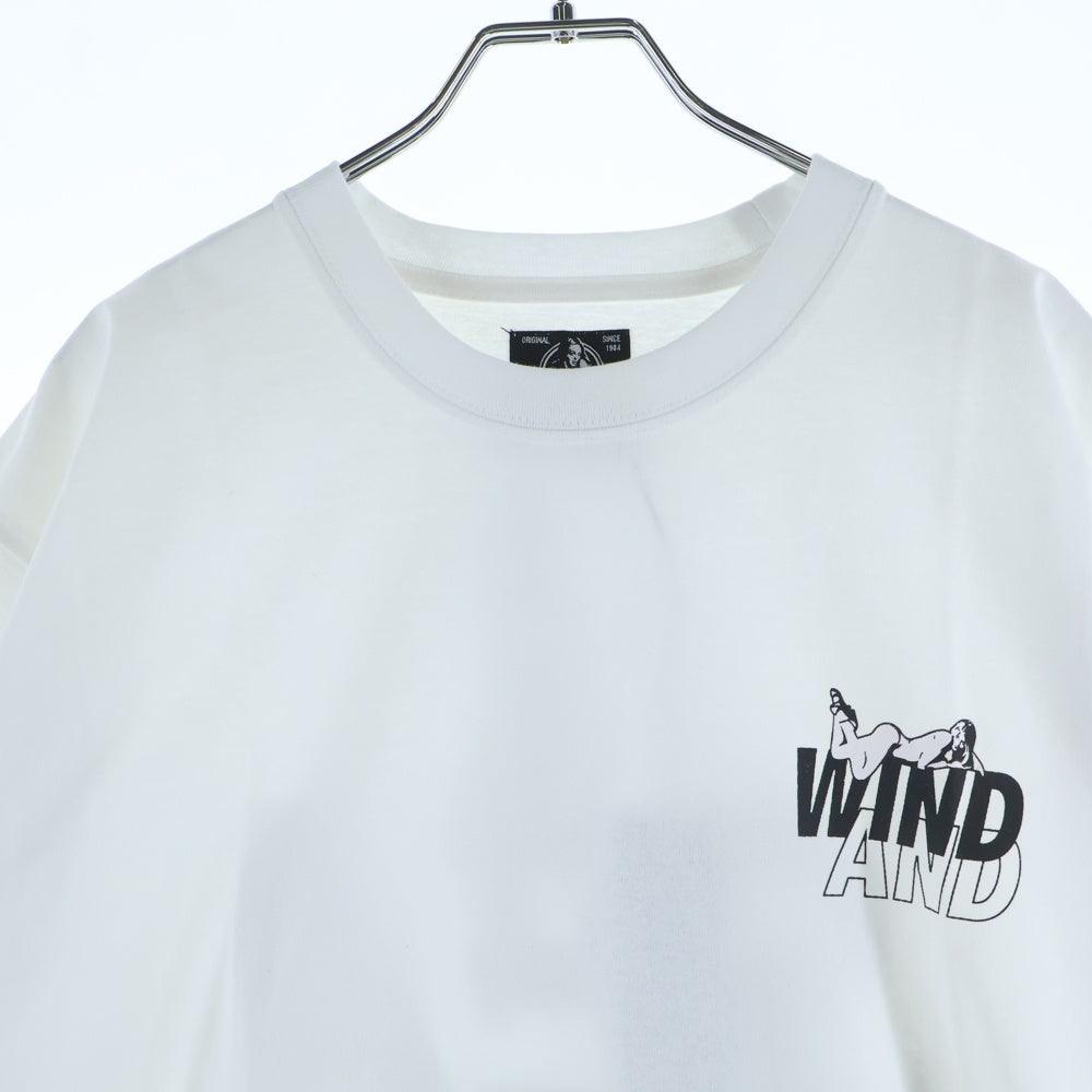 WIND AND SEA(ウィンダンシー) 20SS×HYSTERIC GLAMOUR ヒステリックグラマー ロゴプリント クルーネックコットン半袖Tシャツ ホワイト WDS-HYS-2-04