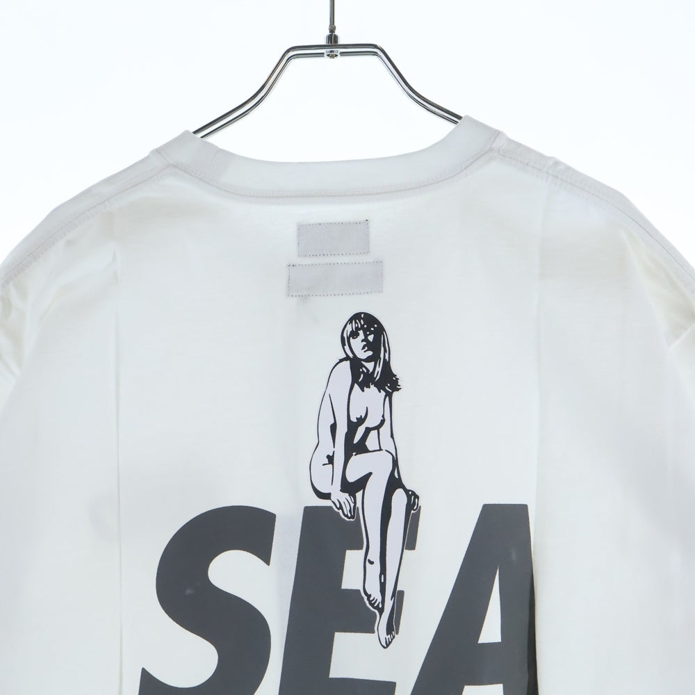 WIND AND SEA(ウィンダンシー) 20SS×HYSTERIC GLAMOUR ヒステリックグラマー ロゴプリント クルーネックコットン半袖Tシャツ ホワイト WDS-HYS-2-04