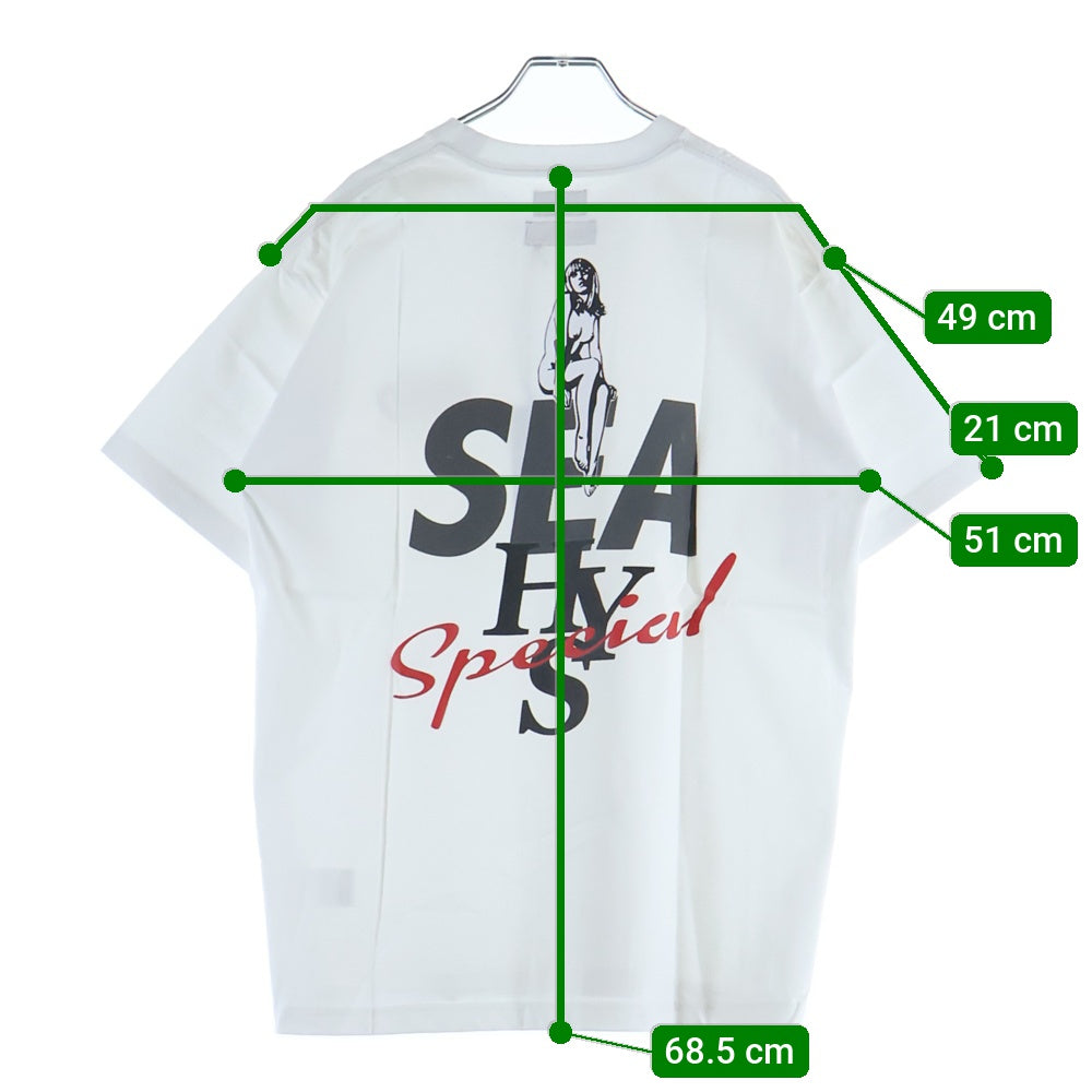 WIND AND SEA(ウィンダンシー) 20SS×HYSTERIC GLAMOUR ヒステリックグラマー ロゴプリント クルーネックコットン半袖Tシャツ ホワイト WDS-HYS-2-04