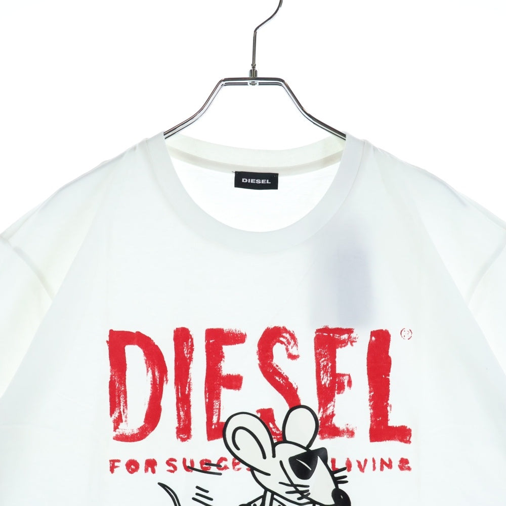 DIESEL(ディーゼル) ロゴプリント クルーネックコットン半袖Tシャツ ホワイト